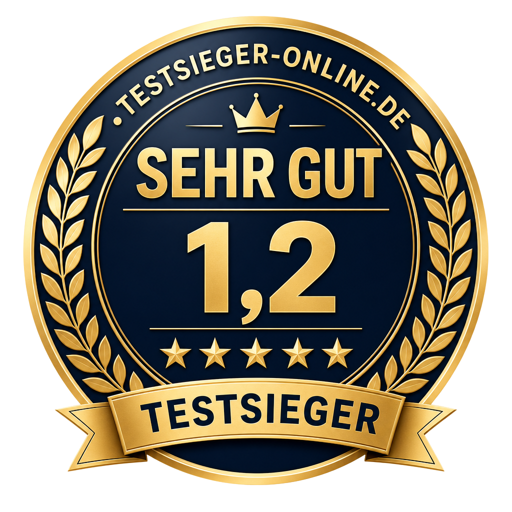 Testsieger-Online Siegel — Sehr Gut 1,2