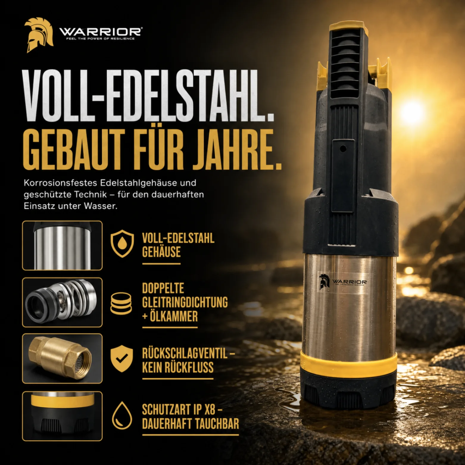 WARRIOR TITAN-PRO ULTRA – Voll-Edelstahl. Gebaut für Jahre.